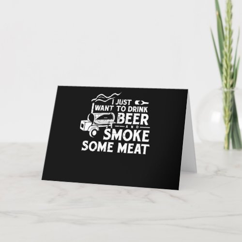 BBQ Smoking Pitmaster Gift Drink Beer Smoke Meat Holiday Card