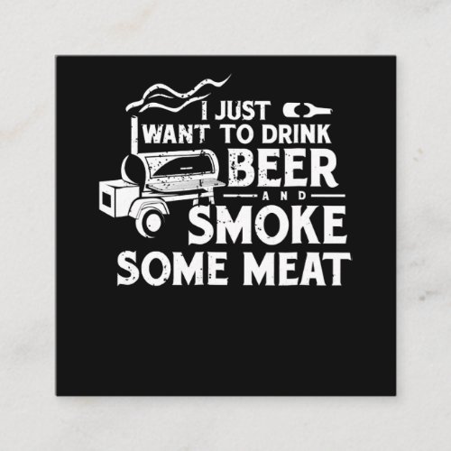 BBQ Smoking Pitmaster Gift Drink Beer Smoke Meat Square Business Card