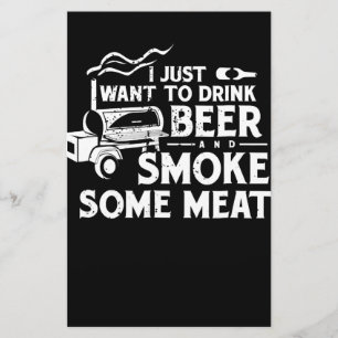 BBQ Smoking Pitmaster Gift Drink Beer Smoke Meat Stationery