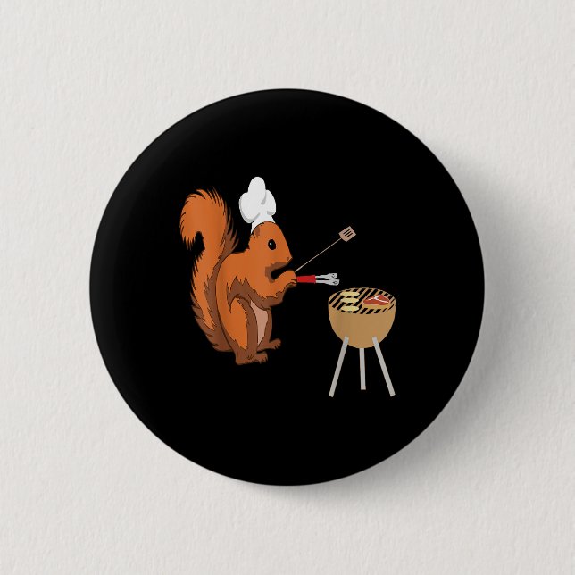 Bbq Squirrel Grilling Cooking Grillmaster Sausage  Button (Front)