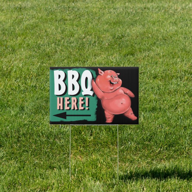 BBQ. Summer Barbeque Pig Roast Party Customizable Sign (Insitu)