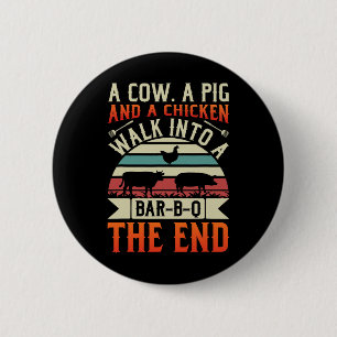 Bbq Summer Grillin Cow Pig Chicken For Men Graphic Button