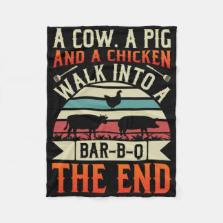 Bbq Summer Grillin Cow Pig Chicken For Men Graphic Fleece Blanket