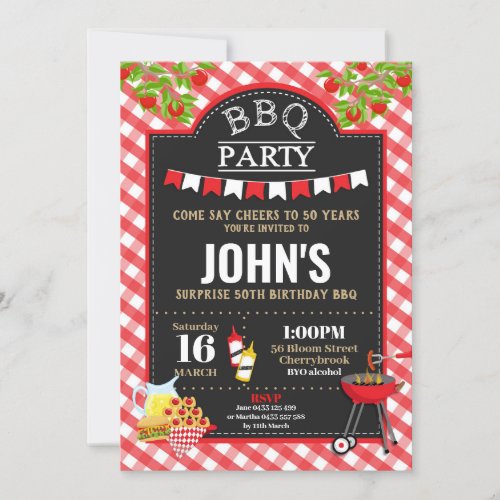 BBQ Surprise Birthday Party Any Age Invitation