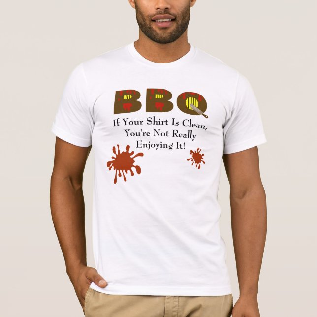 BBQ T-shirt with BBQ Sauce Stains  (Front & Back) (Front)