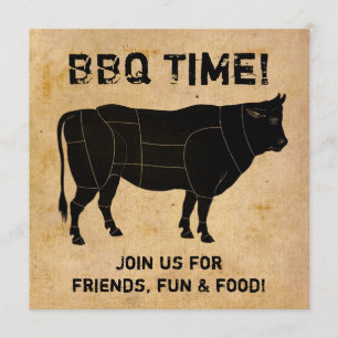 BBQ Time! (distressed paper background) Invitation