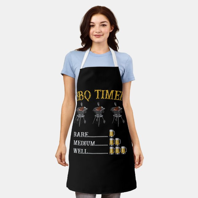 BBQ Timer Barbecue Rare Medium Well Beer Apron (Worn)