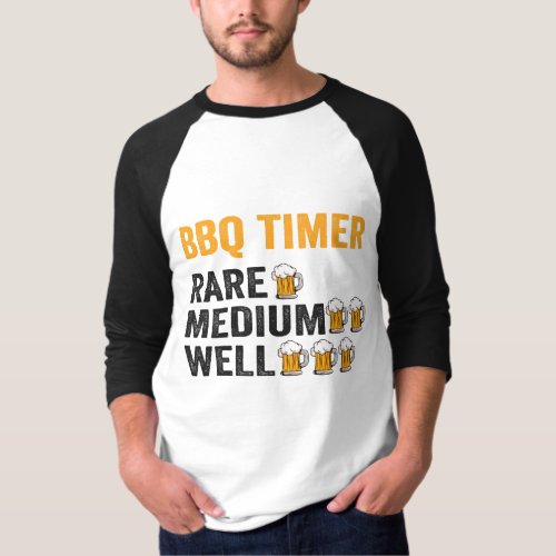 BBQ Timer Beer Drinking Funny Grilling Dad Gift T_Shirt