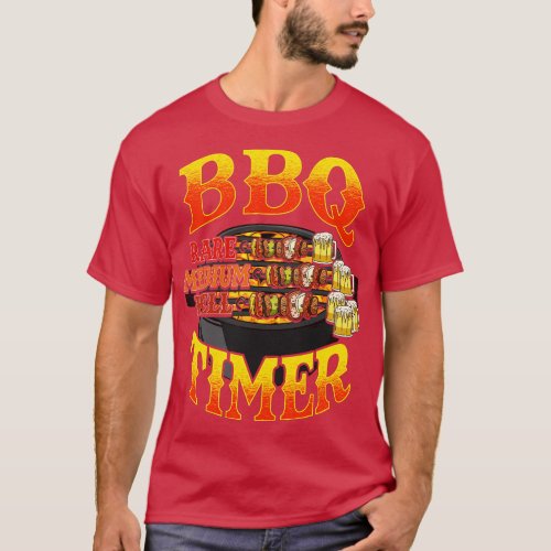 BBQ Timer Grilling Grill Master Beer Drinking Humo T_Shirt