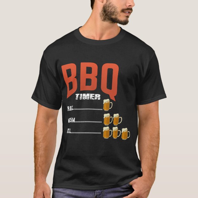 BBQ timer rare medium and well , funny Beer ,BBQ T-Shirt (Front)