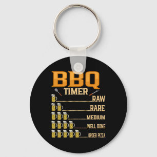 Bbq Timer Raw Rare Medium Well Done Grill Lovers Keychain