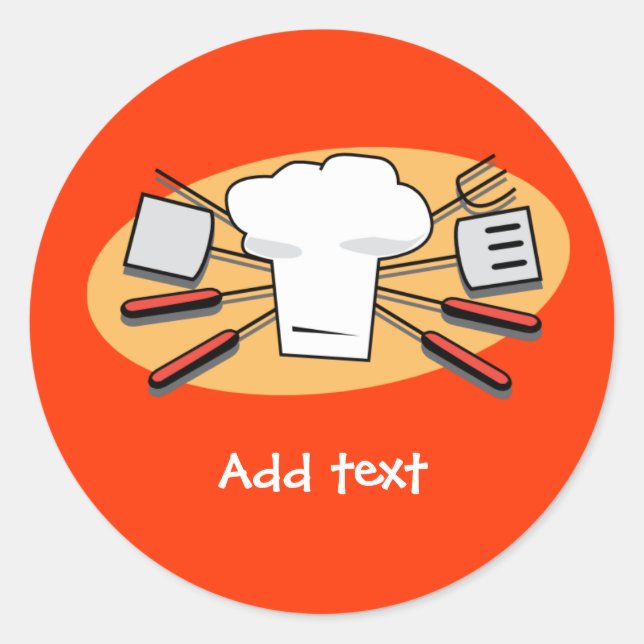 BBQ Today template, customizable, Classic Round Sticker (Front)