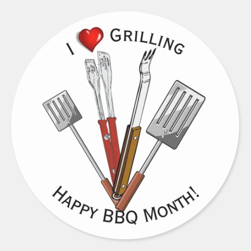 BBQ Tools Grilling Classic Round Sticker