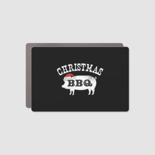 BBQ Vintage Distressed Santa Hat Pork Car Magnet