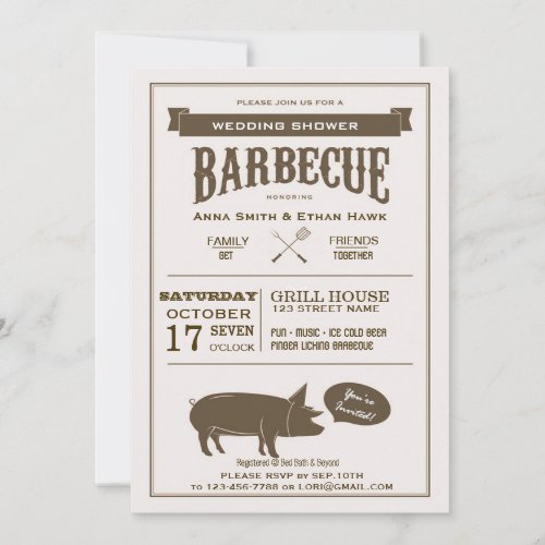 BBQ Wedding Couples Shower Party Invitation