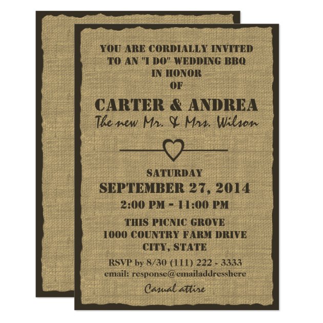 BBQ Wedding Reception Card