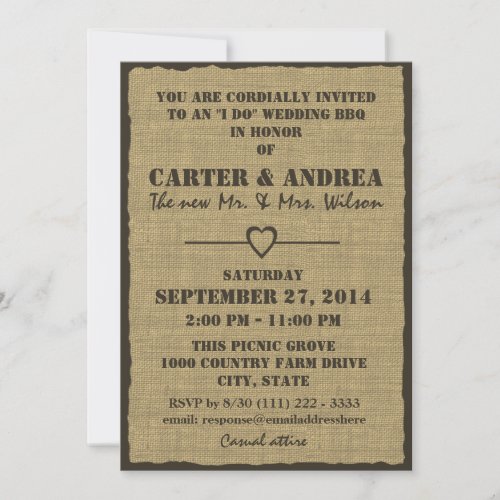 BBQ Wedding Reception Custom Invitations