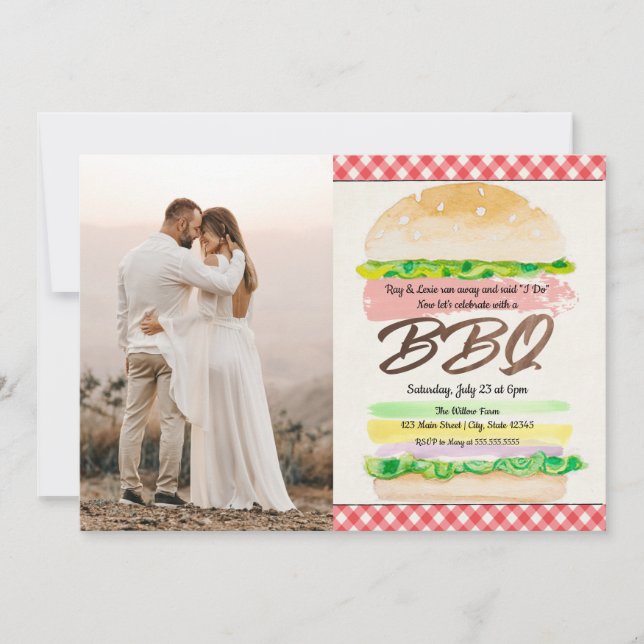 BBQ Wedding Reception Photo Invitation (Front)