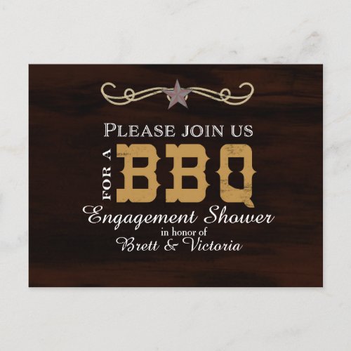 BBQ Western Country Engagement Elegant Postcard