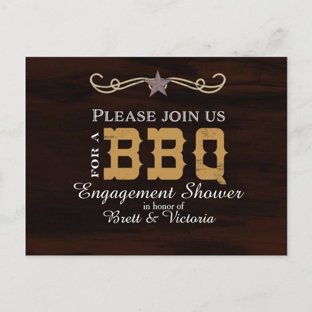 BBQ Western Country Engagement Elegant Postcard (Front)