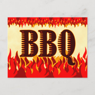 BBQ Western Flames Custom Invitation Postcard