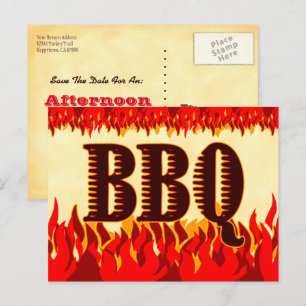 BBQ Western Flames Custom Save the Date Postcard