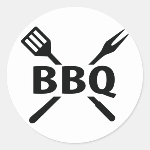 BBQ with cutlery icon Classic Round Sticker