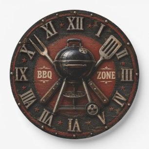 BBQ Zone Backyard BBQ Gift Vintage Barbecue Paper Plates