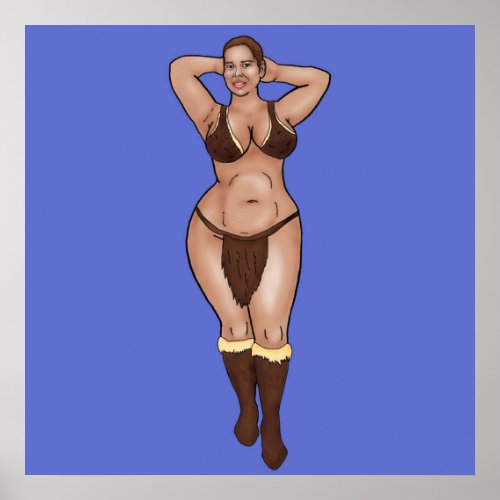 BBW girl in stone age fur bikini Poster