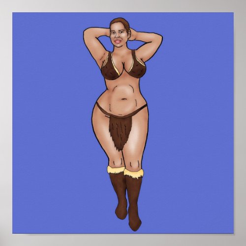 BBW girl in stone age fur bikini Poster