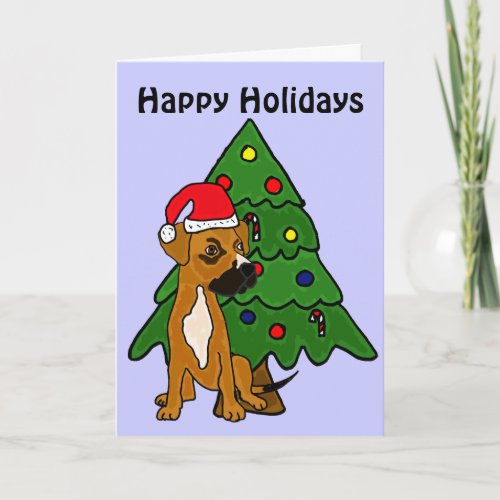 BC_ Boxer Mix Puppy Happy Holidays Card