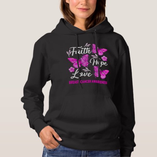 BC Breast Cancer Awareness Faith Hope Love Butterf Hoodie