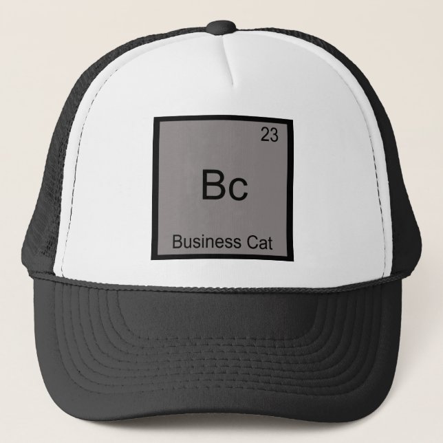 Bc - Business Cat Funny Chemistry Element Symbol Trucker Hat (Front)