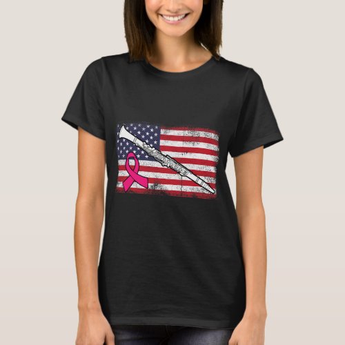 BC Clarinet American Flag Breast Cancer Awareness  T_Shirt