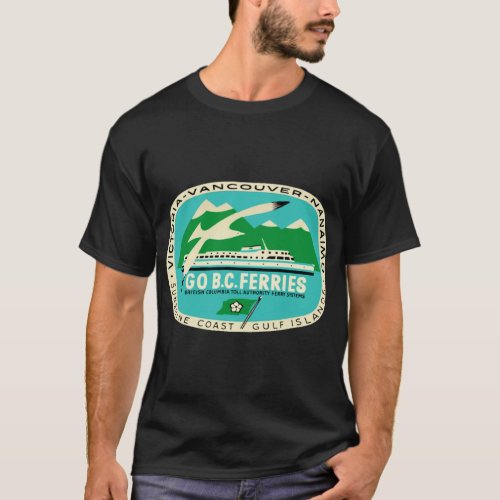 BC Ferries Victoria Vancouver Vintage Travel Decal T_Shirt
