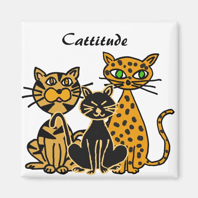 BC- Funny Cats Cattitude Magnet (Front)
