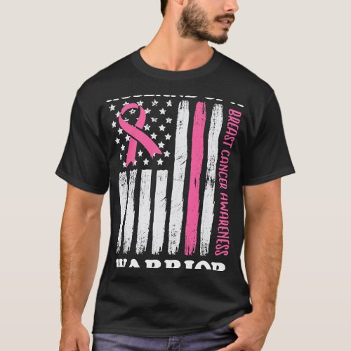 BC Husband of A Warrior USA Flag Ribbon Breast Can T_Shirt