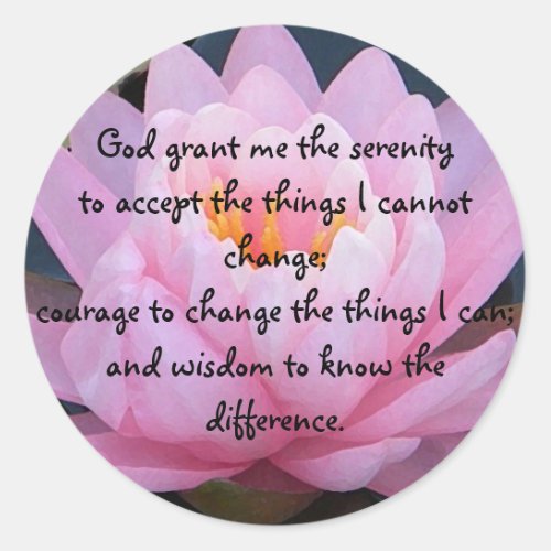 BC_ Serenity Prayer Pink Water Lily Stickers