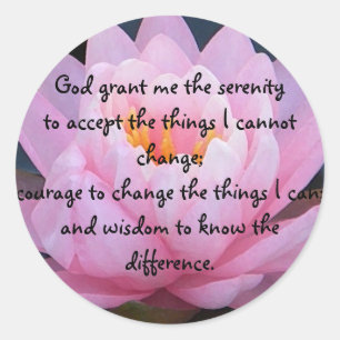 BC- Serenity Prayer Pink Water Lily Stickers