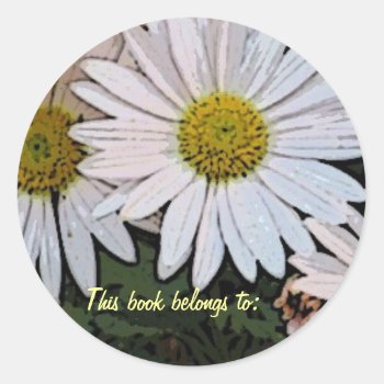 Bc- This Book Belongs To: Daisy Design Classic Round Sticker by patcallum at Zazzle