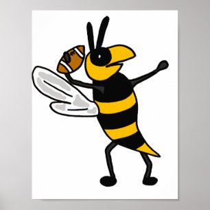BC- Yellow Jacket Bee Throwing Football Poster