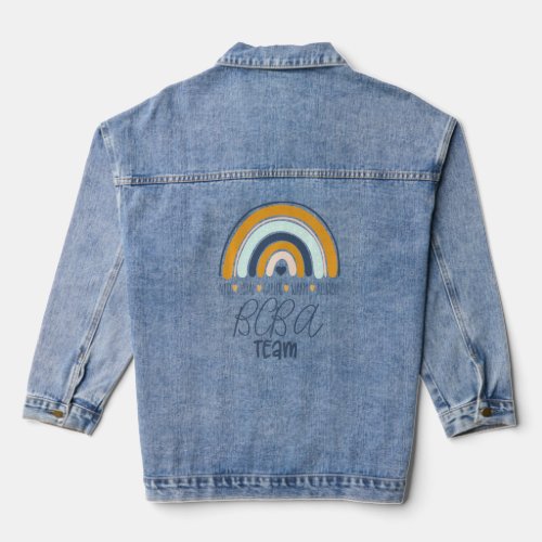 Bcba Team Boho Rainbow Rbt Aba Applied Behavior An Denim Jacket