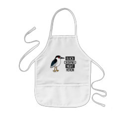 Black-crowned Night Heron with Black & White Text Kid's Apron
