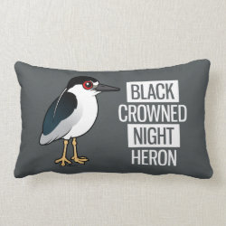 Black-crowned Night Heron with Black & White Text Throw Pillow Lumbar 13