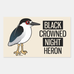 Black-crowned Night Heron with Black & White Text Rectangle Sticker