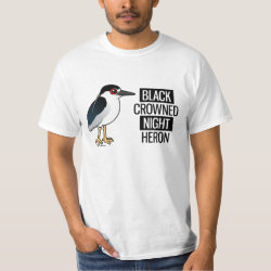 Black-crowned Night Heron with Black & White Text Men's Crew Value T-Shirt