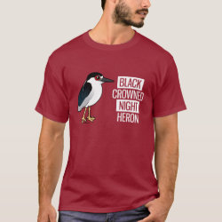 Black-crowned Night Heron with Black & White Text Men's Basic Dark T-Shirt