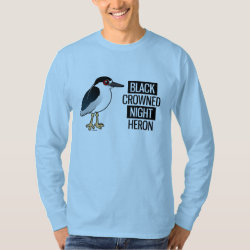 Black-crowned Night Heron with Black & White Text Men's Basic Long Sleeve T-Shirt