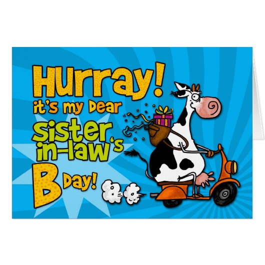 bd scooter cow - sister-in-law cards (Front Horizontal)