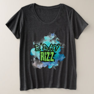 B'Day (Birthday) Rizz Green And Monochromatic Blue Plus Size T-Shirt